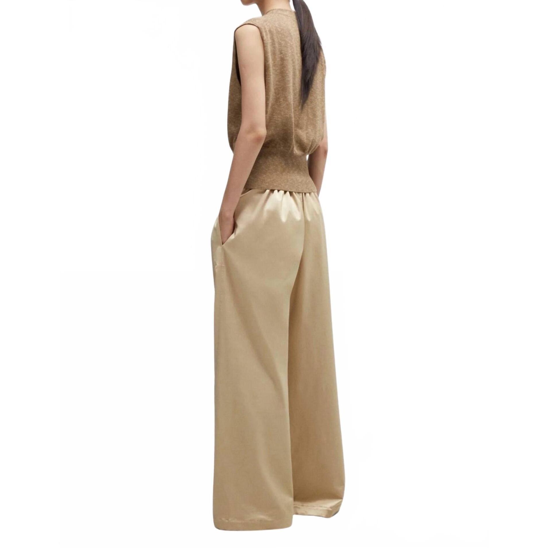 New Cordera Satin Drawstring Pants In Champagne — image 3 of 4